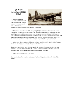 A preview of a PDF biography for Cowlishaw, Harold